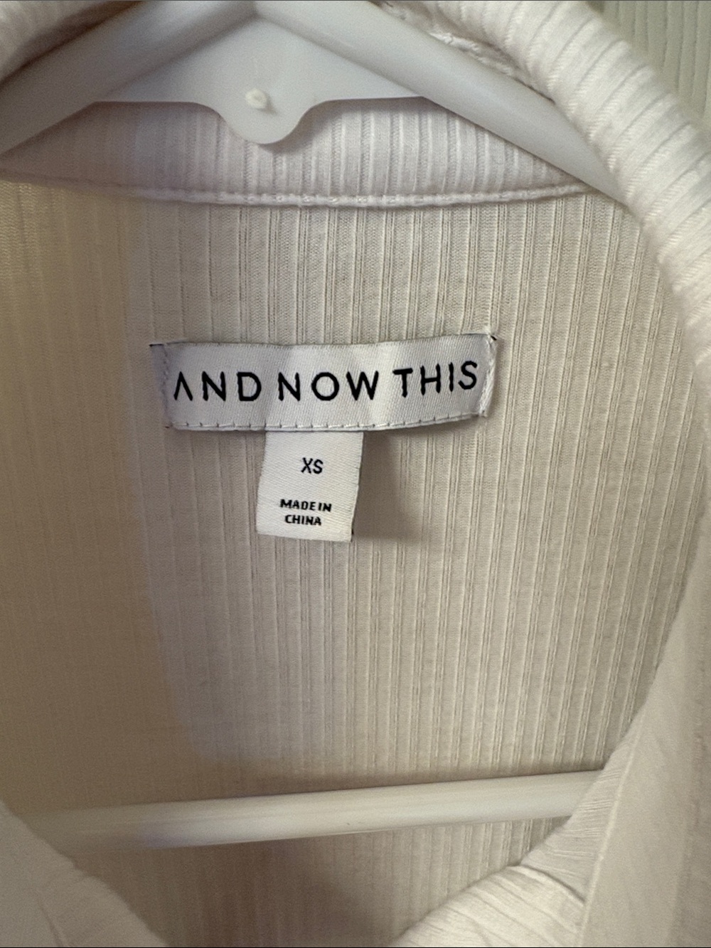 And Now This White Ribbed Button-Front Collared Top - Picture 2 of 5